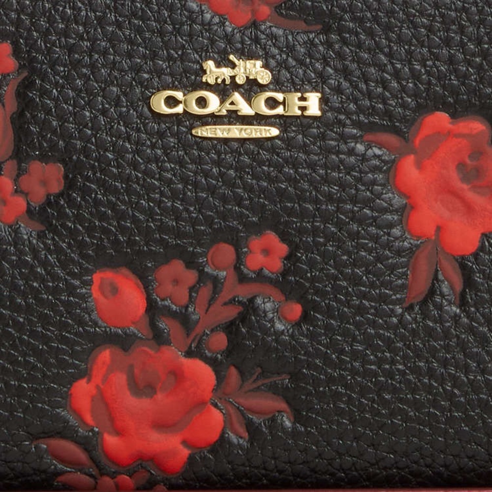 NWT-Coach-Long Zip Around Continental Wallet-Roses🌹Floral-Black & Red-$318 - Picture 8 of 12